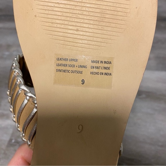 Seychelles | Meantime Slides in Vacchetta/Platinum Metallic Leather Size 9 NEW - Picture 7 of 11